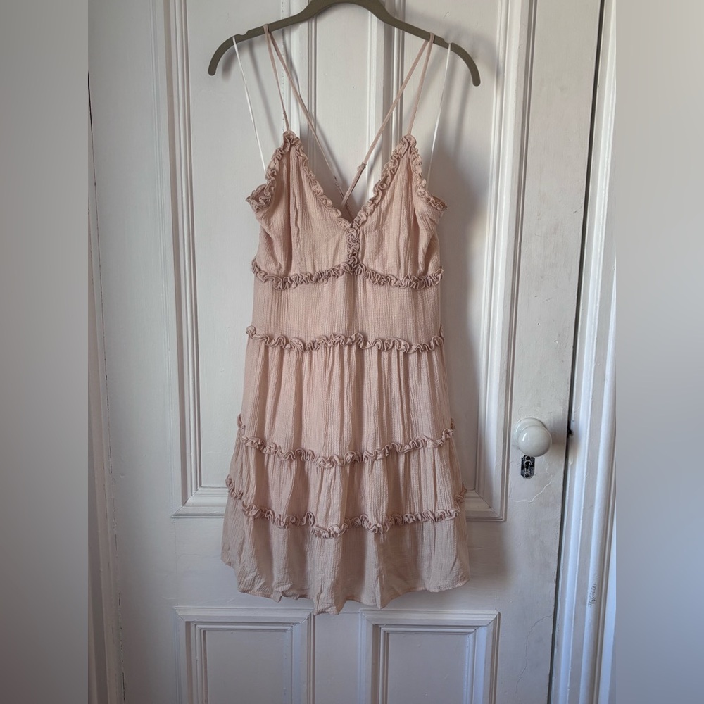 Women’s Love Tree Blush Pink Sleeveless Ruffled Mini Dress Size Large